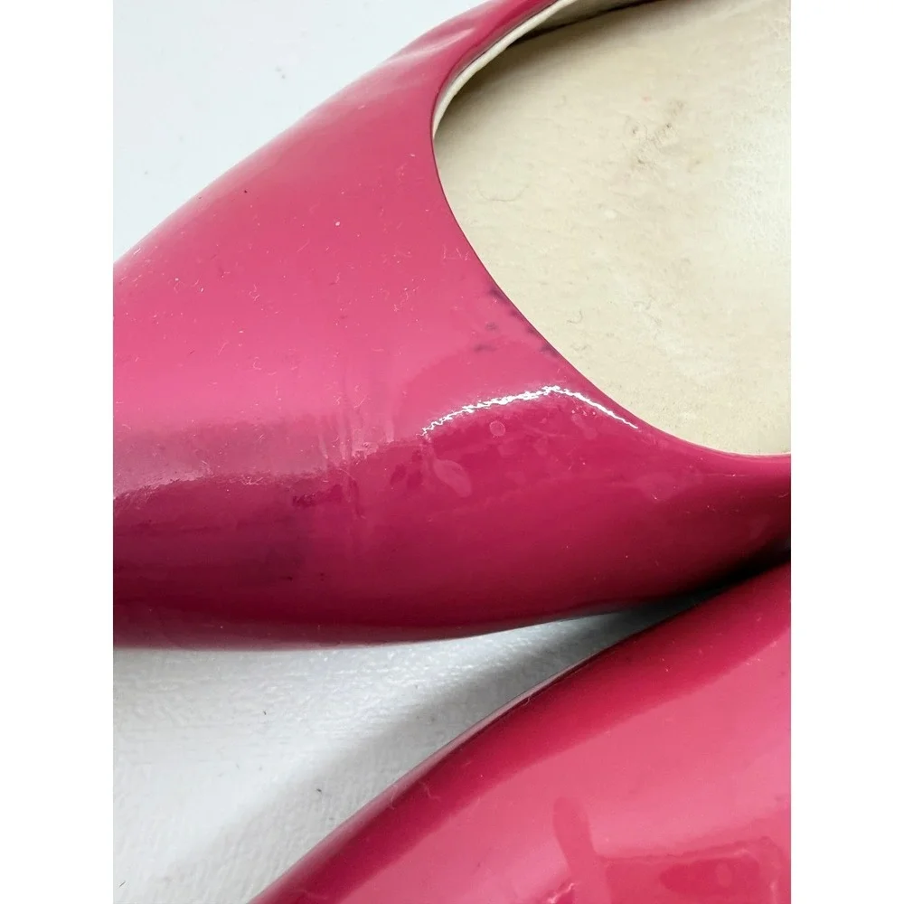Michael Kors Pink Patent Leather Pointed Toe Slingback Kitten Heel Pumps 8 M